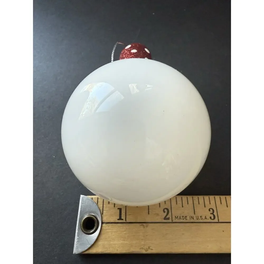 Handblown Glass Snowman Head Face Christmas Ornament Artisan Holiday Cottagecore